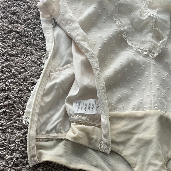 Lulu's Beige Ruffle Bodysuit - Picture 5 of 6